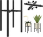 Adjustable Plant Stand Indoor Outdoor, Metal Plant Stand 9 to 15 Inches, Mid Century Modern Floor Flower Pots Stand, Plant Holder for Home Garden Decor Load Bearing 160 LB Black
