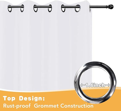 HolidayIdeas Extra Wide Outdoor Curtains for Patio Waterproof, 4 Panels - 110 x 120 Inch - Privacy & Light Filtering Curtains White Grommet Outside Curtains for Porch, Gazebo, Pergola, Backyard