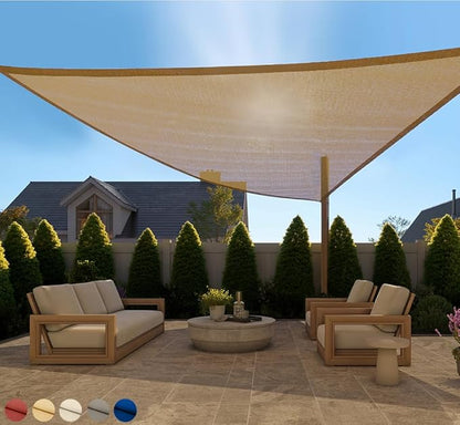 GORILLA GRIP Heavy Duty Sun Shade, UV Protection Fade Tear and Rust Resistant Rectangle Sunshade Canopy, Curved Edges Blocks Sunlight, Breathable Sail, Outdoor Patio, Lawn Garden, 12x12x12, Sand