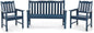 Stoog Outdoor Bench & Chairs Set, All-Weather Patio Furniture Set, Include 2 Patio Chairs and 1 Patio Bench, for Porch, Backyard, Lawn, and Garden, Blue