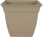 The HC Companies Eclipse Square Plastic Planter w/Attached Saucer - Outdoor & Indoor Plant Pot with Drainage Holes - Lightweight, UV-Resistant Plastic Pots for Plants (8" Sandstone, Pack of 1)