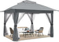 COOSHADE 13x13 Pop Up Gazebo Tent Outdoor Canopy Patio Shelter with Mosquito Netting(Grey)