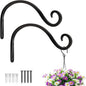 BOLITE Plant Hangers Outdoor Indoor, 8 Inch Wall Plant Hooks, Metal Bird Feeder Hanger for Hummingbird Feeders, Planters, Lanterns, Wind Chimes, Home Decor, 2 Pack, Black, Gifts for Women Men