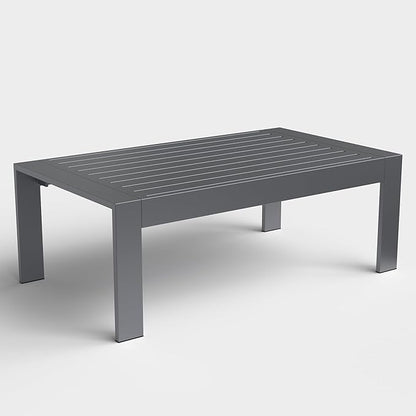 Outdoor Rectangle Patio Aluminum Coffee Tables for Outside, All Weather Patio Slatted Tabletop for Indoor or Outdoor Use