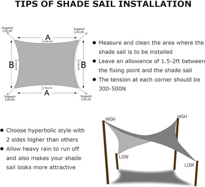 KANAGAWA Sun Shade Sail Curved 24'X24' Grey Rectangle Outdoor Shade Cover UV Blovk Canopy for Patio Garden Backyard Heavy Duty Permeable 185GSM (We Make Custom Size)