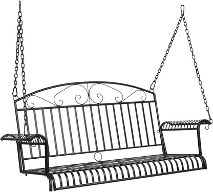 VINGLI Upgraded Metal Patio Porch Swing, 660 LBS Weight Capacity Steel Porch Swing Chair for Outdoors, Heavy Duty Swing Chair Bench for Gardens & Yards (Pattern 6)