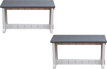 Bench, Deep Grey Top with Warm Grey Sides, 2 Pack - Proudly Made in The USA, Click and Lock Hardware-Free Assembly, Durable and Stylish Outdoor Seating