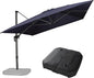 PURPLE LEAF 10' X 13' Patio Umbrella with Base Outdoor Cantilever Rectangle Offset Umbrella with 360-degree Rotation for Garden Deck Pool Patio Navy