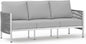 Aluminum Outdoor Patio Couch, 3 Seats HDPE Rope Patio Sofa with Washable Thick Cushion, All-Weather Patio Furniture for Balcony, Yard, Silver Frame, Silver
