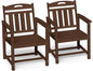 Ciokea HDPE Outdoor Patio Dining Chairs Set of 2, All-Weather Porch Chair with Wide Seat, Durable Outdoor Furniture for Backyard, Garden, Lawn & Poolside, Brown