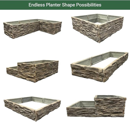 Raised Garden Bed Tan/Brown Ledgestones Composite Polyurethane Natural Look Stone Garden Planter Box (6-Pack)