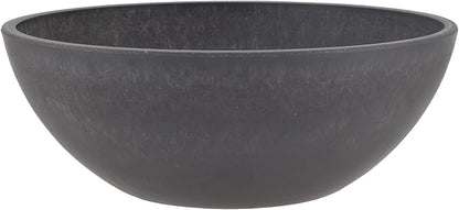 PSW Pot Collection M25DC 10-inch Plastic/Stone/Wood Composite Low Bowl Planter – No Drainage Hole (Drillable), Shallow Indoor/Outer Pot for Succulents, Bonsai, Fairy Gardens, Herbs, Dark Charcoal