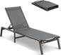 VEVOR Chaise Lounge Chair Outdoor, Aluminum Patio Lounge Chairs with Adjustable 5-Position, Folding Pool Chair Recliner and Full Flat Tanning Chairs for Patio, Beach, Pool, Dark Grey