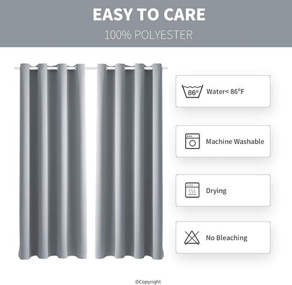 DIVA EN CAMINO DEC Outdoor Patio Curtain Waterproof Darkening Thermal Insulated Indoor Curtains for Bedroom, Porch, Living Room, Pergola, Cabana, W52 x L72, Light Gray, Set of 2 Panels