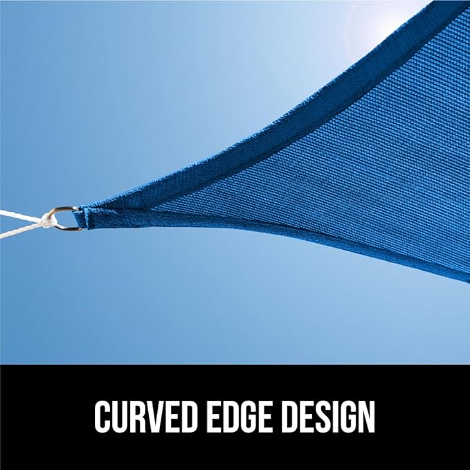 GORILLA GRIP Heavy Duty Sun Shade, UV Protection Fade Tear and Rust Resistant Rectangle Sunshade Canopy, Curved Edges Blocks Sunlight, Breathable Sail, Outdoor Patio, Lawn Garden, 6x10 FT Blue