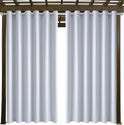 Water Proof Outside Curtains with Grommet Top for Porch, W84 x L95 Thermal Insulated Washable Light Block Outdoor Divider Drapes for Patio Gazebo Deck Pool Area Pergola Cabana (2 Panels)