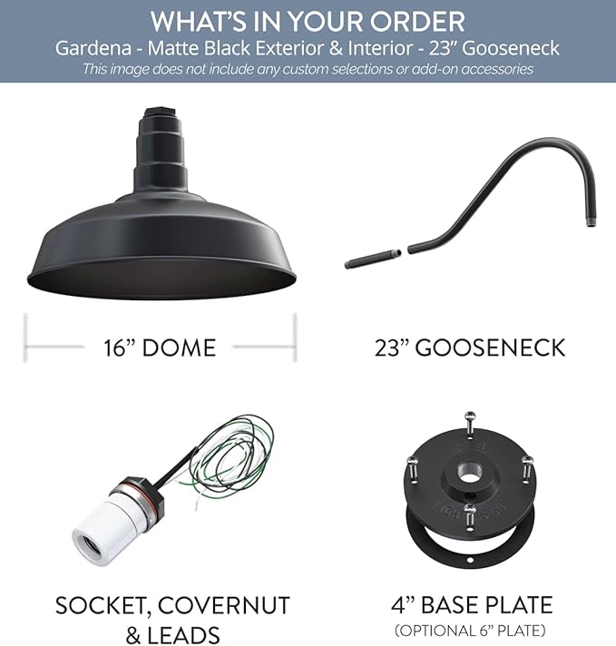 Wall Light, 16-Inch Dome Matte Black Steel Farmhouse Barn Sconce