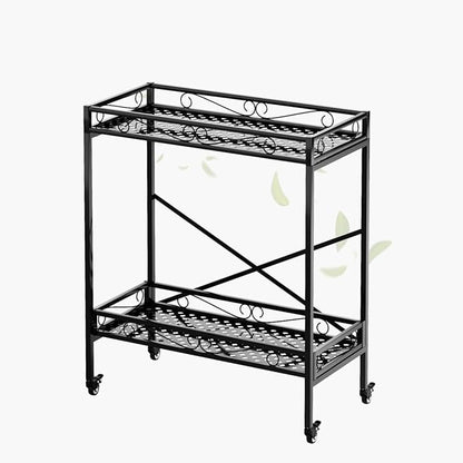 Zhongma 2 Tier Sturdy Metal Plant Stand with Wheels, 32.7x16x39.4 Inch High, Heavy Duty Succulent Shelf for Home Indoor and Outdoor, 440 LBS Capacity & Heavy Duty Construction