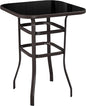 Yaheetech Patio Bar Table Tempered Glass, Height High Top Outdoor Pub Height Bistro Square Table for Paito Lawn Garden, Brown