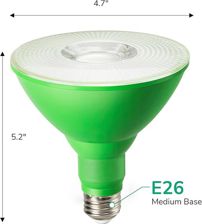 EDISHINE St.Patrick's Day/Easter Decorations PAR38 Green LED Flood Light Bulbs, Dimmable LED Light Bulb, 18W(120W Equivalent), Outdoor Weatherproof Light Bulb, E26 Base, 2 Pack
