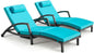 Chaise Lounge Chairs Outdoor Comfy Outside Wicker Patio Pool Lounge Chair w/ 5 Adjustable Back Angle Cup Holder Thicken Cushion