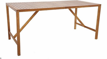 Tangkula 67" Acacia Wood Outdoor Dining Table for 6, Rectangle 6-Person Patio Table with 2" Umbrella Hole & Spacious Slatted Tabletop, Indoor Outdoor Dining Furniture for Deck, Garden, Poolside & Yard