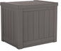 Suncast 22-Gallon Small Deck Box - Lightweight Resin Indoor/Outdoor Storage Container and Seat for Patio Cushions and Gardening Tools - Store Items on Patio, Garage, Yard - Stone Gray, Made in the USA