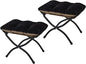 15"(H) Folding Ottoman, Set of 2, Foldable Footrest Stool, Small Foot Stool for Couch, Collapsible Foot Rest Ottoman for Sofa, Accent Padded Ottomans for Living Room, Bedroom, Black