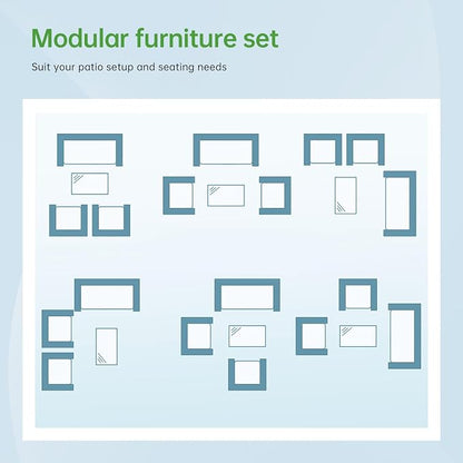 4 Pieces Conversation Set Modular Outdoor Furniture Set Water Resistant Patio - Image 7