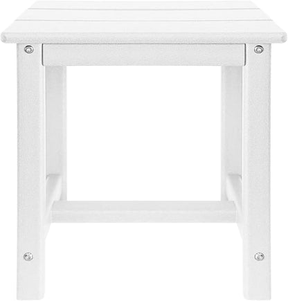 Adirondack Square Side Table,one-Tier Outdoor end Table, Patio Side Table for Pool,Porch,Backyard,Relaxing Companion (White)