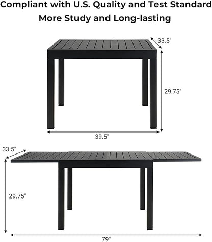 Grand patio 5-Piece Outdoor Dining Set for 4 with 1 Rectangle Expandable Table for 4-6 Person, Metal Woven Wicker Swivel Patio Chairs with Thickened Cushions for Yard, Poolside (Brown)