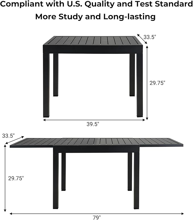Grand patio 5-Piece Outdoor Dining Set for 4 with 1 Rectangle Expandable Table for 4-6 Person, Metal Woven Wicker Fixed Patio Chairs with Thickened Cushions for Yard, Poolside (Brown)