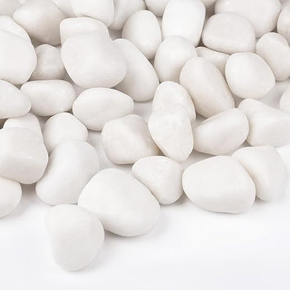 30 lbs White Rocks for Landscaping, 1-2 inch Decorative Rocks for Plants Indoor, Large Polished River Rocks for Garden, Outdoor Landscaping, Walkways, Yard, Plants Pots, Vases, Crafts