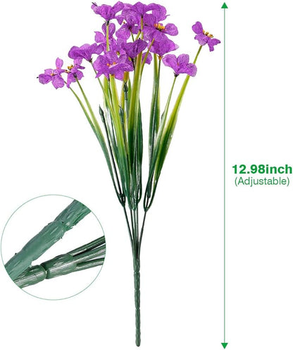 Artificial Flower Bundles, 30 Pack Purple UV Resistant Outdoor Plants