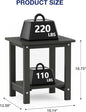 Patio Side Table Set of 2, 16-Inch Dark Grey HIPS Outdoor End Tables