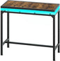 Bar Table with LED Lights, Counter Height Bar Height Table, Pub Gaming Table, Metal Frame, for Living Room, Dining Room, Pub, Rustic Brown and Black BT01DBR
