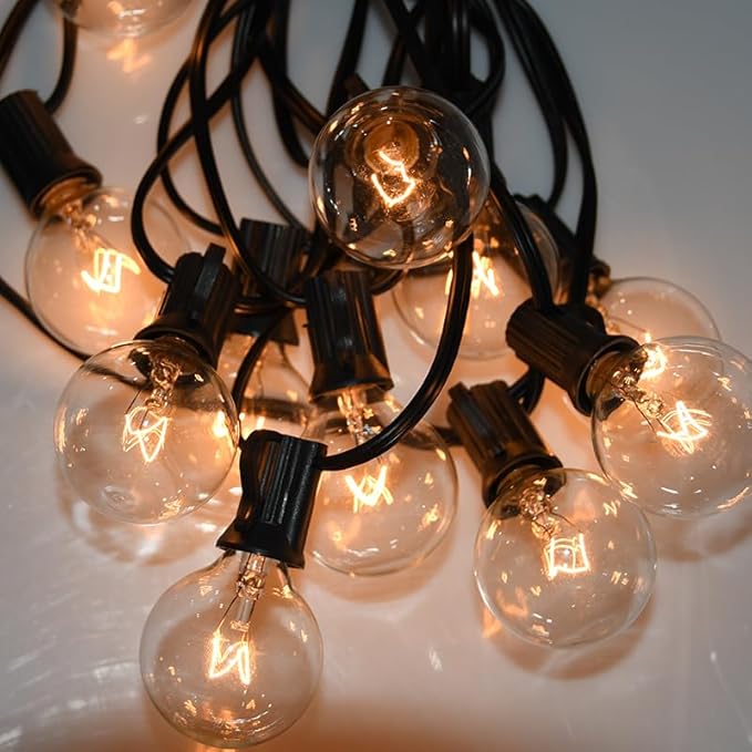 String Lights 100 Ft Outdoor Waterproof with 105 G40 Warm White Bulbs