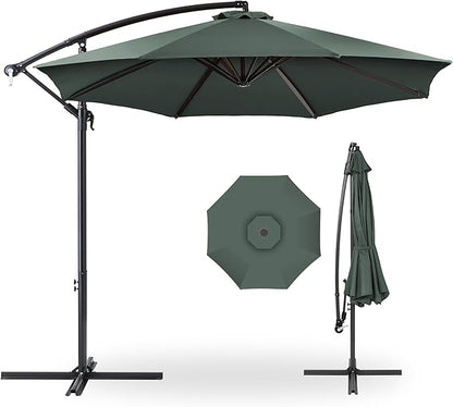 Best Choice Products 10ft Offset Cantilever Hanging Market Patio Umbrella, 8 Sturdy Ribs, Easy Adjustment - Slate