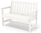 SERWALL Outdoor Bench, HDPE Outdoor Benches Weatherproof, 2-Person Garden Bench with 660 lbs Weight Capacity, Patio Benches for Outdoors, Garden, Porch, Backyard and Park, White