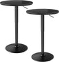 Flamaker Round Bistro Pub Table 23.6 Inch Height Adjustable 360° Swivel Bar Table Metal Base for Pub, Dining Room, Party (2, Full Black)