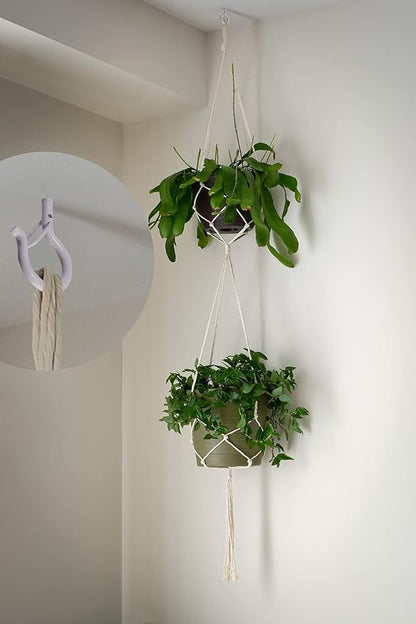 PlusRoc 20 Pack Ceiling Hooks for Hanging Plants Outdoor String Lights Heavy Duty, 2.2 Inch Eye Hook Screw in Cup Hooks Q-Hanger for Patio Lights, Wall Wood Fence Deck Mount(White)
