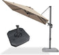 PURPLE LEAF 8 Feet Outdoor Square Cantilever Umbrella Patio Umbrella with Base Aluminum Offset Umbrella with 360-degree Rotation for Garden Deck Pool Patio Taupe