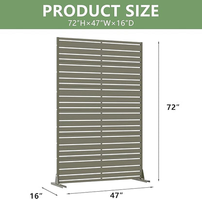 Casaphoria Metal Privacy Screen Outdoor, 72" H x 47" W Freestanding Decorative Privacy Screen for Patio Deck Balcony Garden with Stable Base, Grey-Benjamin