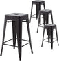 FDW Metal Bar Stools Set of 4 Counter Height Bar Stools 24 Inches Industrial Bar Chairs Patio Stool Stackable Backless Stool Indoor Outdoor Metal Kitchen Stools Bar Chairs (Black, 30")