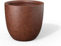 Kante 14 Inch Dia Round Concrete Planter, Indoor Outdoor Large Plant Pot with Drainage Hole and Rubber Plug for Home Patio Garden, Rusty