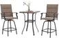 PHI VILLA 3 Piece Outdoor Swivel Bar Stools Set, Bar Height Patio Set with 2 Padded Textilene Fabric Chairs, All-Weather High Top Patio Bistro Table and Chairs Furniture, Brown