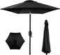 Best Choice Products 7.5ft Heavy-Duty Round Outdoor Market Table Patio Umbrella w/Steel Pole, Push Button Tilt, Easy Crank Lift - Black