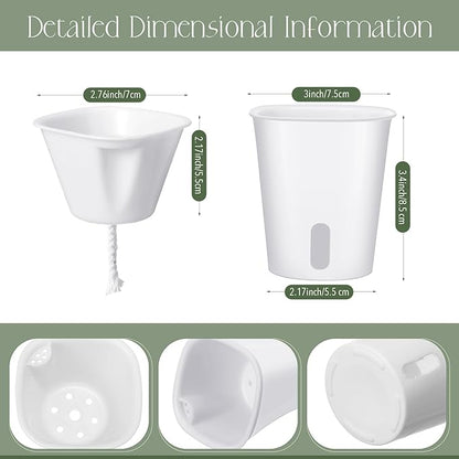 10 Pcs 3 Inch Self Watering Pots Self Watering Planters for Indoor Planters Plastic Garden Flower Pots with Level Indicator Vents for Herbs