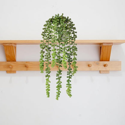 Artificial Plants Greenery, String of Pearls, Green Plastic, 15 Inch