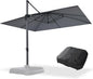 PURPLE LEAF 10' X 13' Patio Umbrella with Base Outdoor Cantilever Rectangle Offset Umbrella with 360-degree Rotation for Garden Deck Pool Patio Light Grey